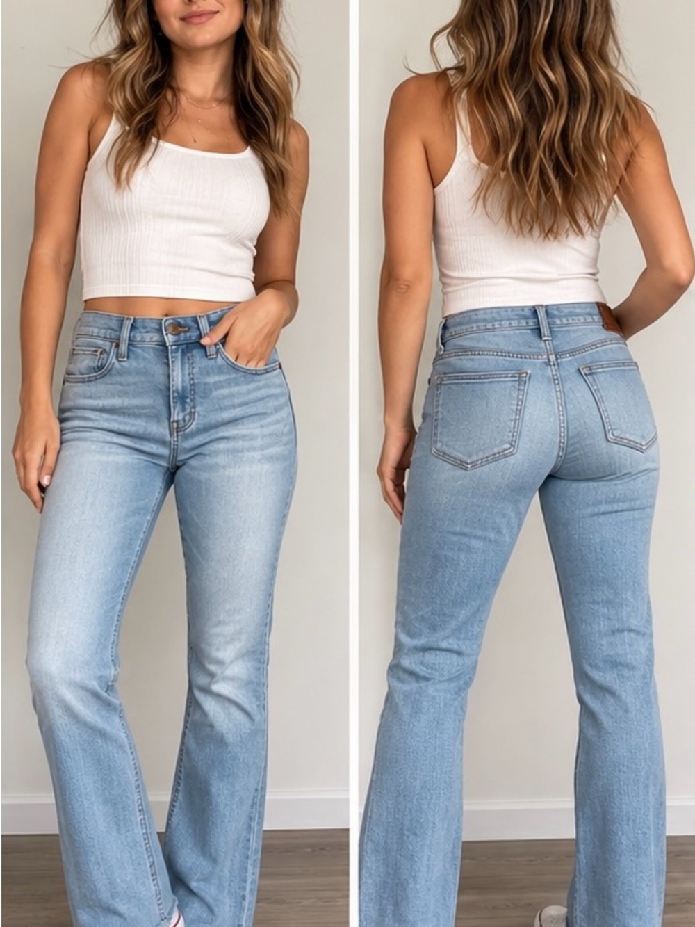 Madewell Women’s Light Wash Kick Flare Raw Hem Cropped Jeans 26